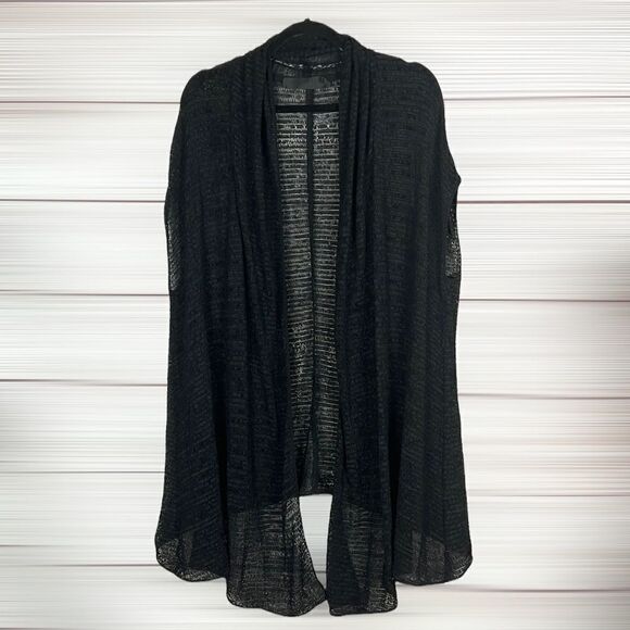 Donna Karan Open Front Sleeveless Semi-Sheer Draped Cozy Long Cardigan M - Picture 3 of 12